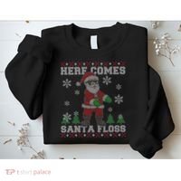 Here Comes Santa Floss Cool Ugly Christmas Sweatshirt thumb 2
