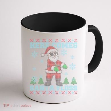 Here Comes Santa Floss Cool Ugly Christmas Coffee Mug back