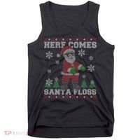 Here Comes Santa Floss Cool Ugly Christmas Tank Top thumb 0