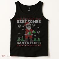 Here Comes Santa Floss Cool Ugly Christmas Tank Top thumb 2