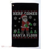 Here Comes Santa Floss Cool Ugly Christmas Golf Towel thumb 0