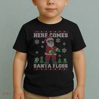 Here Comes Santa Floss Cool Ugly Christmas Toddler T-Shirt thumb 2