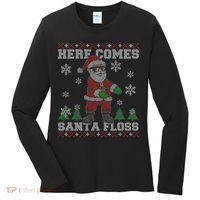 Here Comes Santa Floss Cool Ugly Christmas Women's Long Sleeve Shirt thumb 0