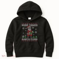 Here Comes Santa Floss Cool Ugly Christmas Kids Hoodie thumb 0