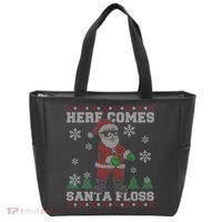 Here Comes Santa Floss Cool Ugly Christmas Tote Bag thumb 0