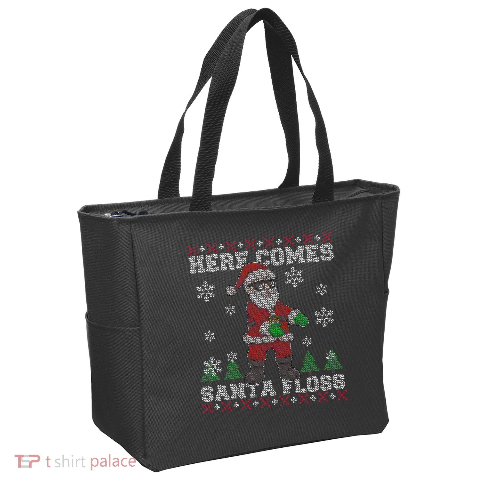 Here Comes Santa Floss Cool Ugly Christmas Tote Bag