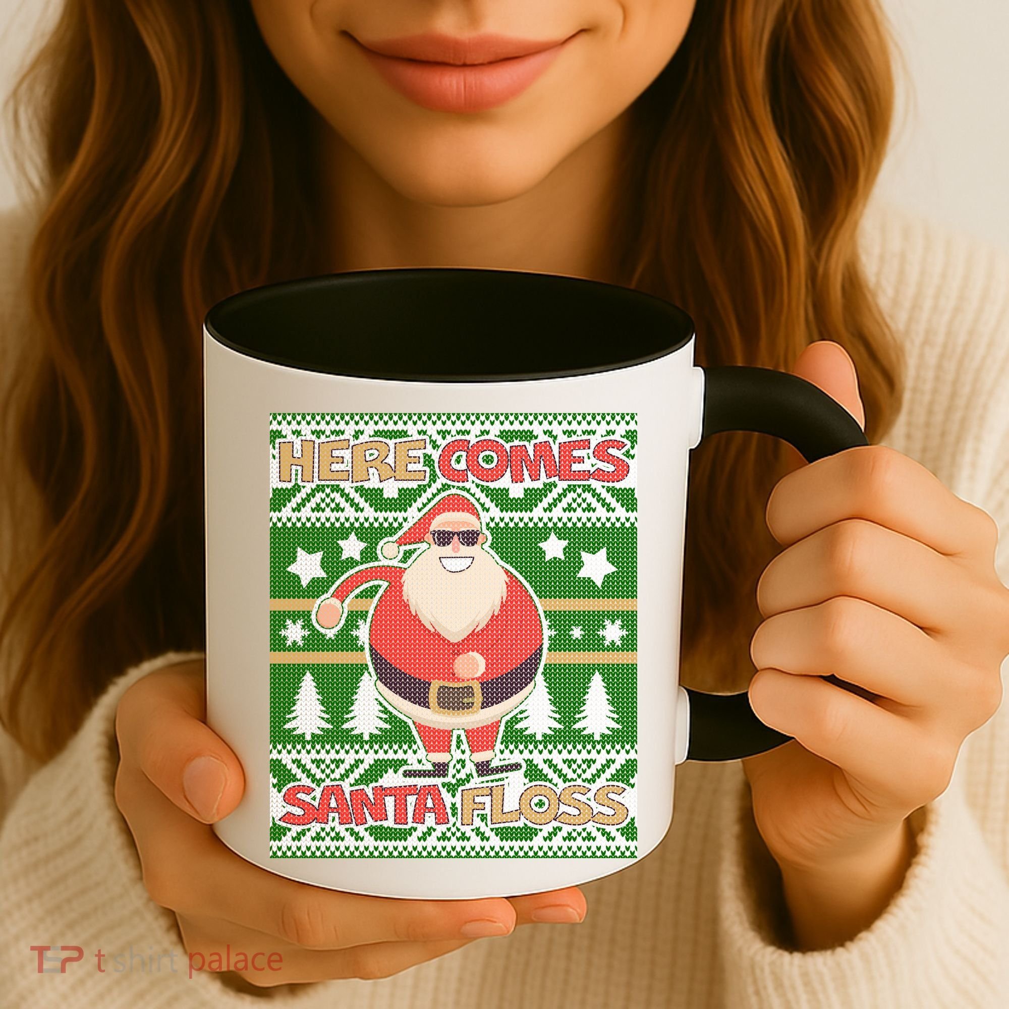 Here Comes Santa Floss Ugly Christmas Sweater Coffee Mug