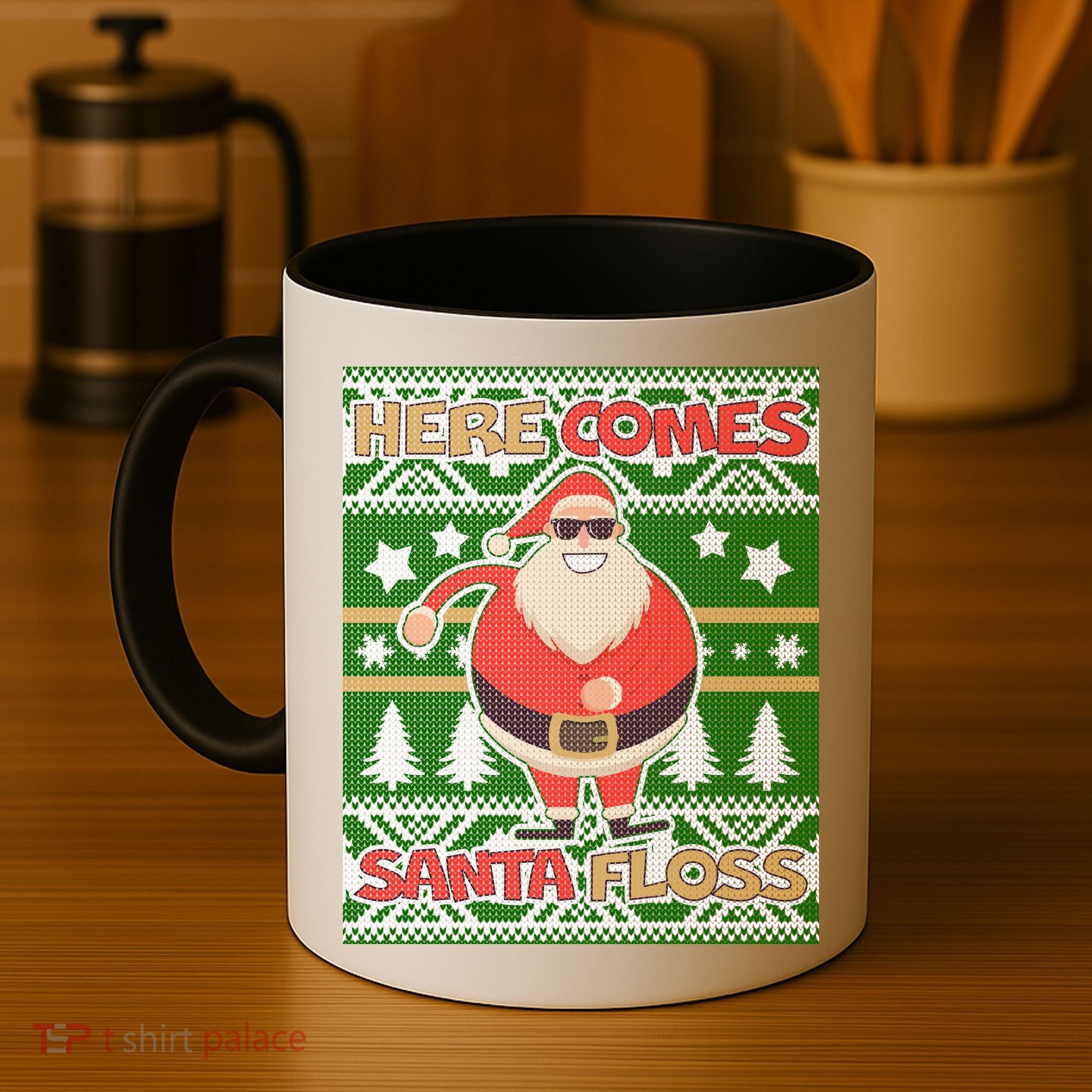 Here Comes Santa Floss Ugly Christmas Sweater Coffee Mug