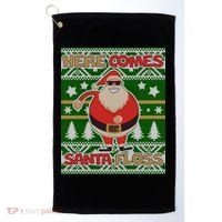 Here Comes Santa Floss Ugly Christmas Sweater Golf Towel thumb 0