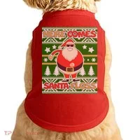 Here Comes Santa Floss Ugly Christmas Sweater Doggie Tank thumb 0