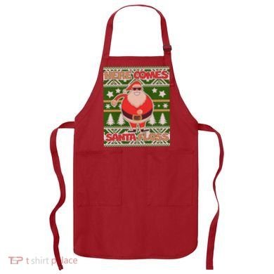 Here Comes Santa Floss Ugly Christmas Sweater Apron