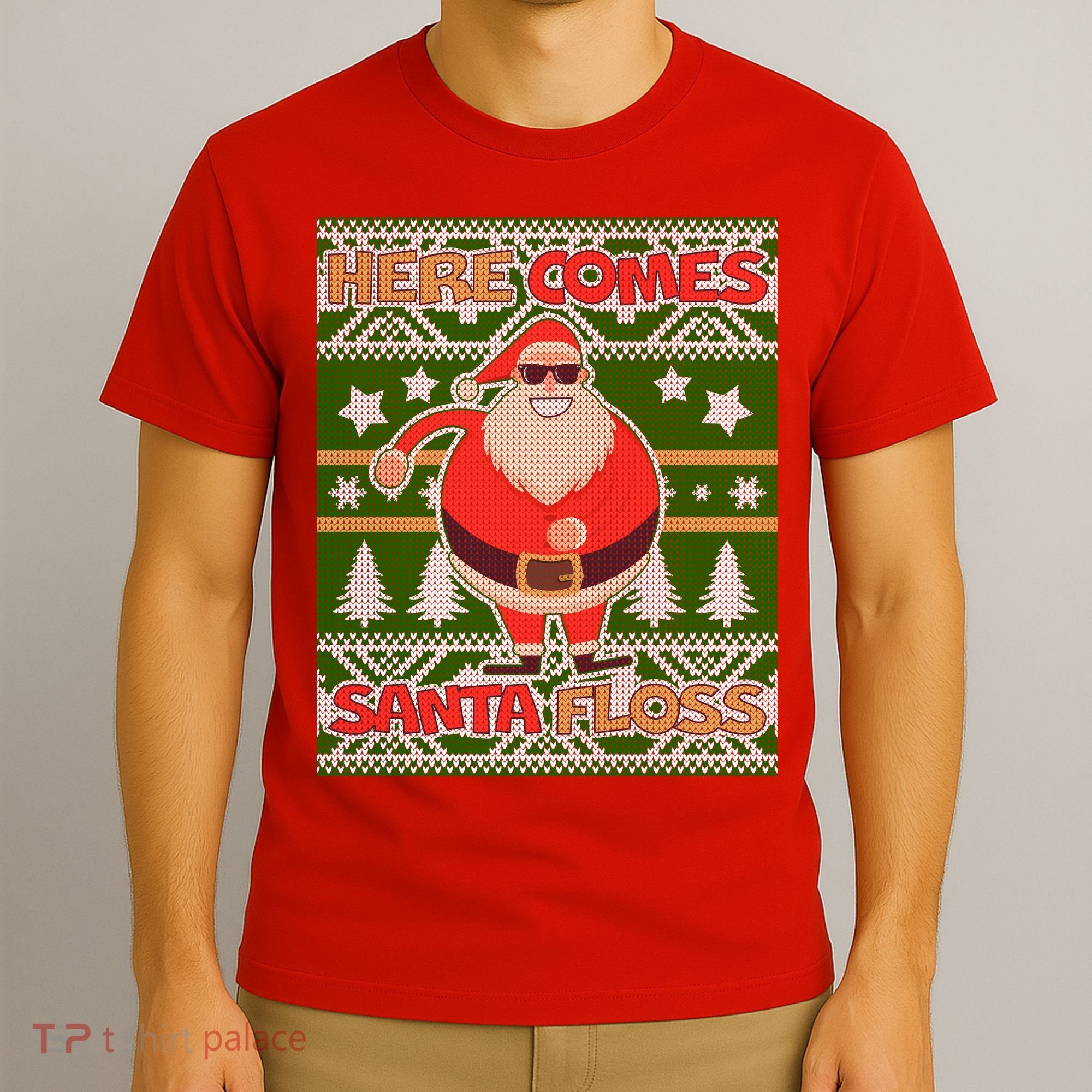 Here Comes Santa Floss Ugly Christmas Sweater T-Shirt