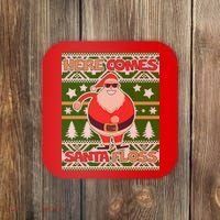Here Comes Santa Floss Ugly Christmas Sweater Coaster thumb 0