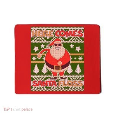 Here Comes Santa Floss Ugly Christmas Sweater Mousepad