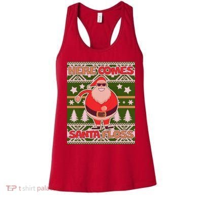 Here Comes Santa Floss Ugly Christmas Sweater Women's Tank Top