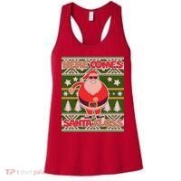 Here Comes Santa Floss Ugly Christmas Sweater Women's Tank Top thumb 0