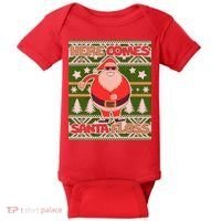 Here Comes Santa Floss Ugly Christmas Sweater Baby Bodysuit thumb 0