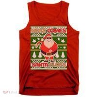 Here Comes Santa Floss Ugly Christmas Sweater Tank Top thumb 0