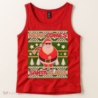 Here Comes Santa Floss Ugly Christmas Sweater Tank Top thumb 2
