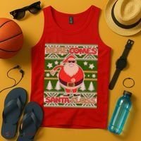 Here Comes Santa Floss Ugly Christmas Sweater Tank Top thumb 4