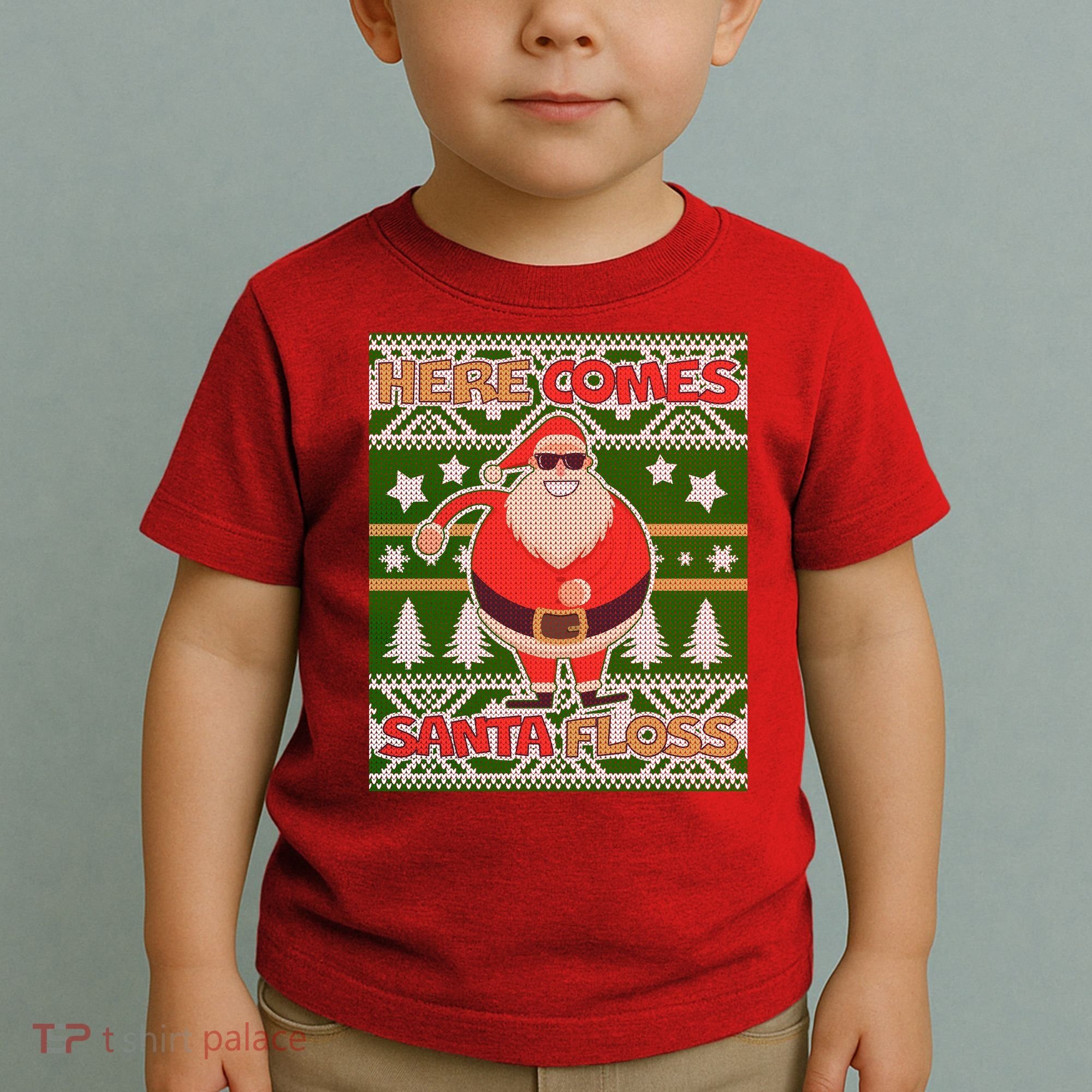 Here Comes Santa Floss Ugly Christmas Sweater Toddler T-Shirt