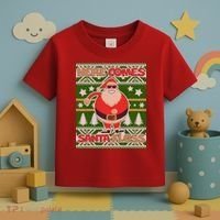 Here Comes Santa Floss Ugly Christmas Sweater Toddler T-Shirt thumb 3