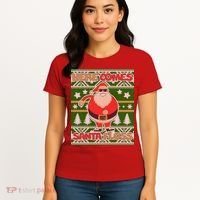 Here Comes Santa Floss Ugly Christmas Sweater Women's T-Shirt thumb 4
