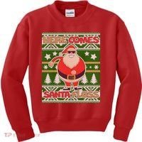 Here Comes Santa Floss Ugly Christmas Sweater Kids Sweatshirt thumb 0