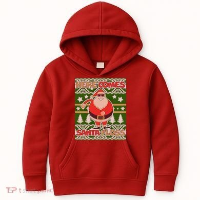Here Comes Santa Floss Ugly Christmas Sweater Kids Hoodie