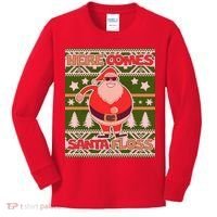 Here Comes Santa Floss Ugly Christmas Sweater Kids Long Sleeve Shirt thumb 0