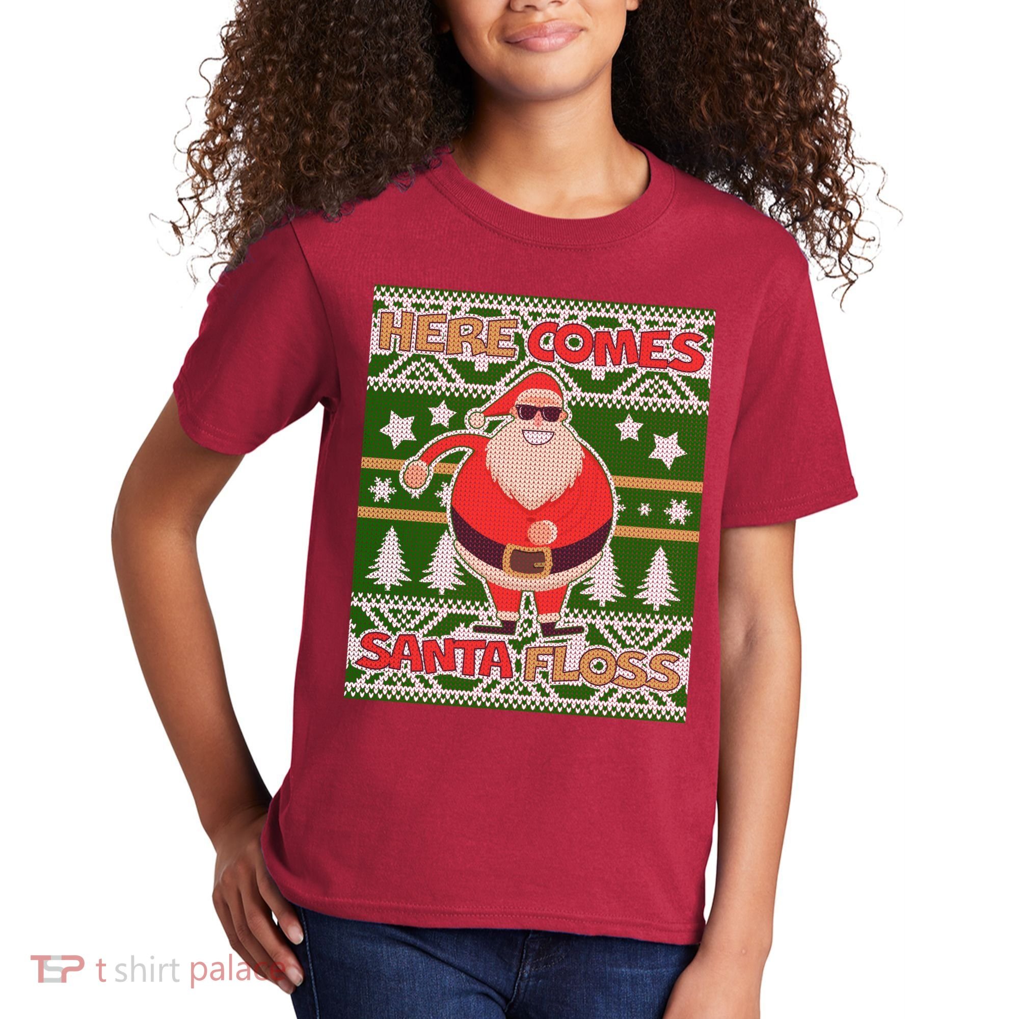 Here Comes Santa Floss Ugly Christmas Sweater Kids T-Shirt