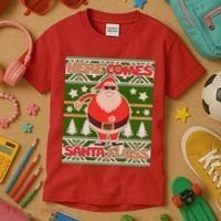 Here Comes Santa Floss Ugly Christmas Sweater Kids T-Shirt thumb 3