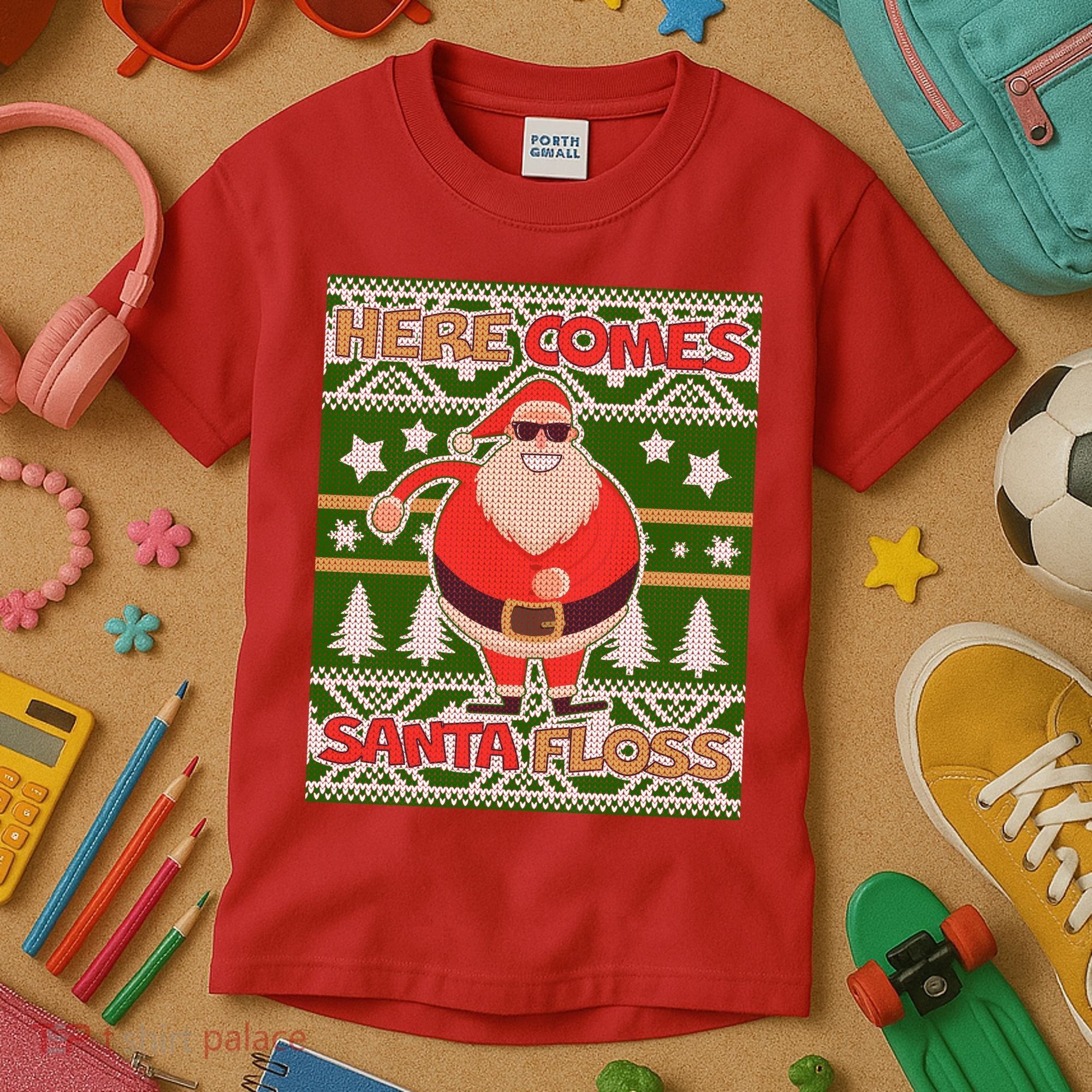 Here Comes Santa Floss Ugly Christmas Sweater Kids T-Shirt