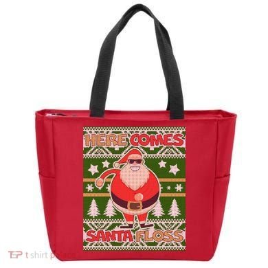 Here Comes Santa Floss Ugly Christmas Sweater Tote Bag