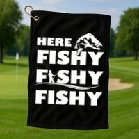 Here Fishy Fishy Fishy Golf Towel thumb 1