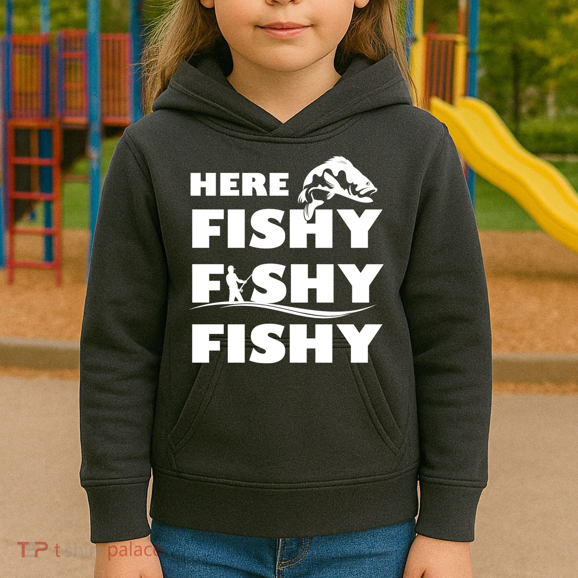Here Fishy Fishy Fishy Kids Hoodie