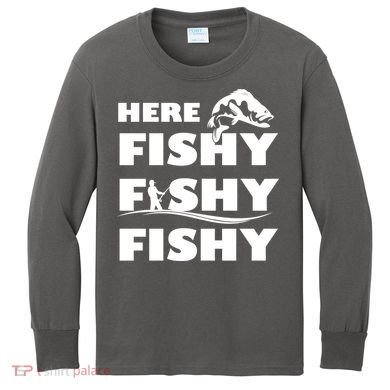 Here Fishy Fishy Fishy Kids Long Sleeve Shirt