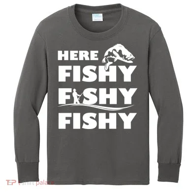 Here Fishy Fishy Fishy Kids Long Sleeve Shirt