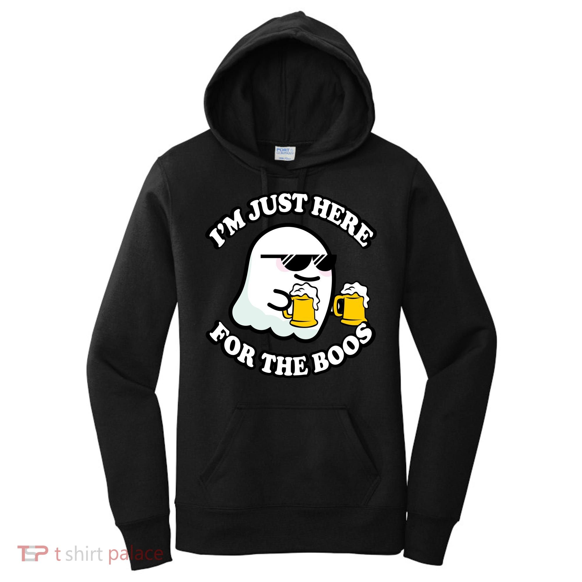 Here For The Boos Funny Halloween Party Women's Hoodie
