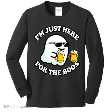 Here For The Boos Funny Halloween Party Kids Long Sleeve Shirt