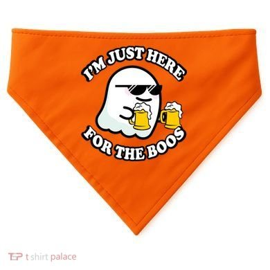 Here For The Boos Funny Halloween Party USA-Made Doggie Bandana
