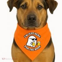 Here For The Boos Funny Halloween Party USA-Made Doggie Bandana thumb 1