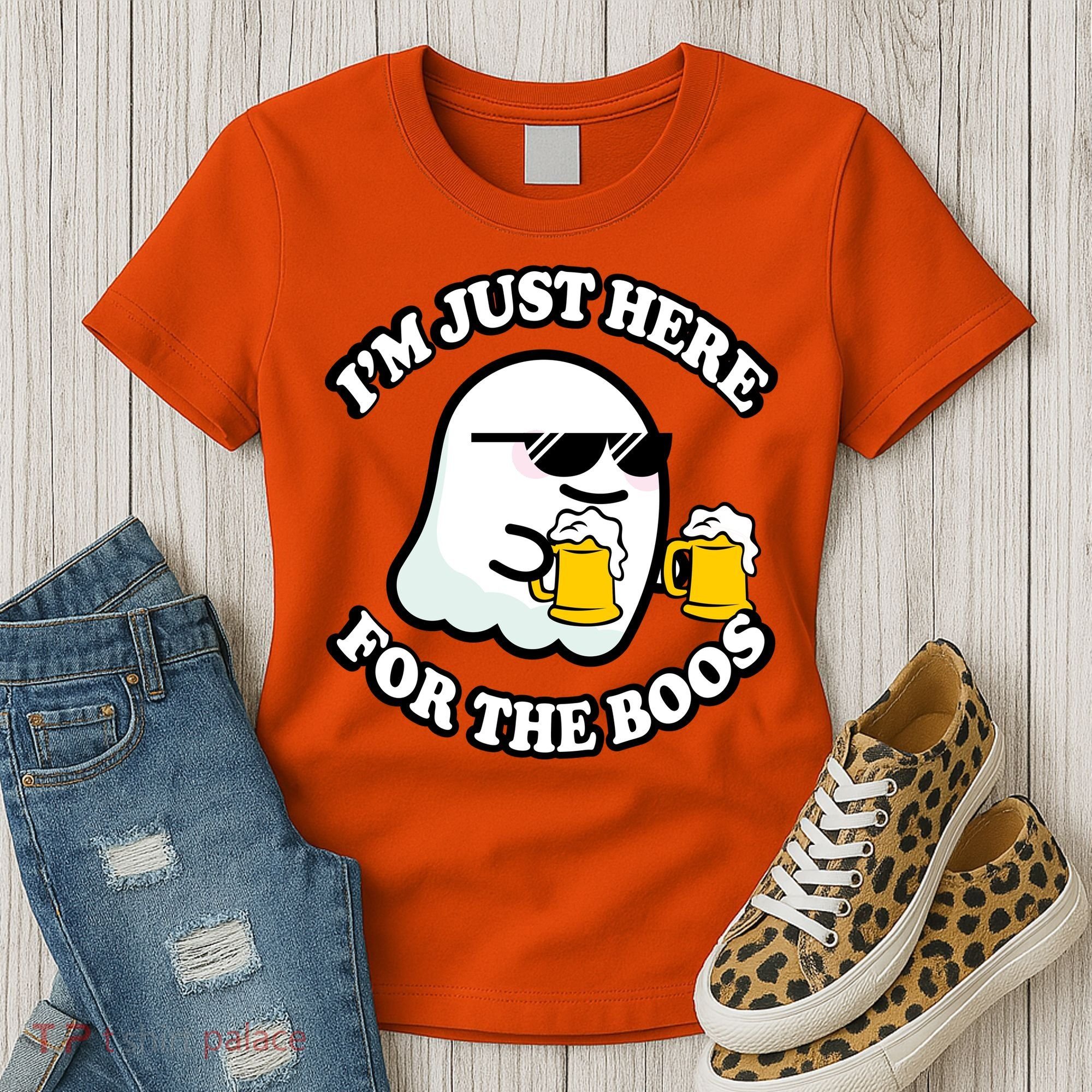 Here For The Boos Funny Halloween Party Women's T-Shirt