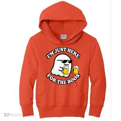 Here For The Boos Funny Halloween Party Kids Hoodie