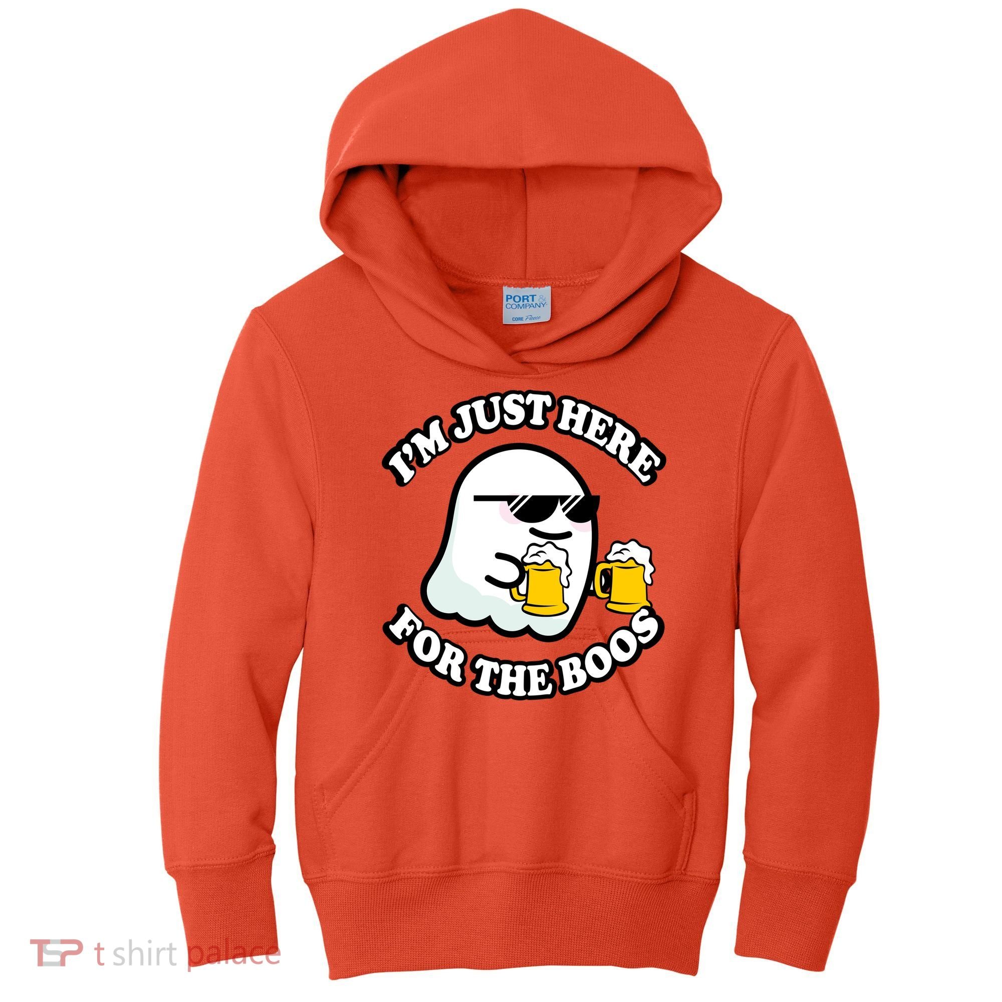 Here For The Boos Funny Halloween Party Kids Hoodie