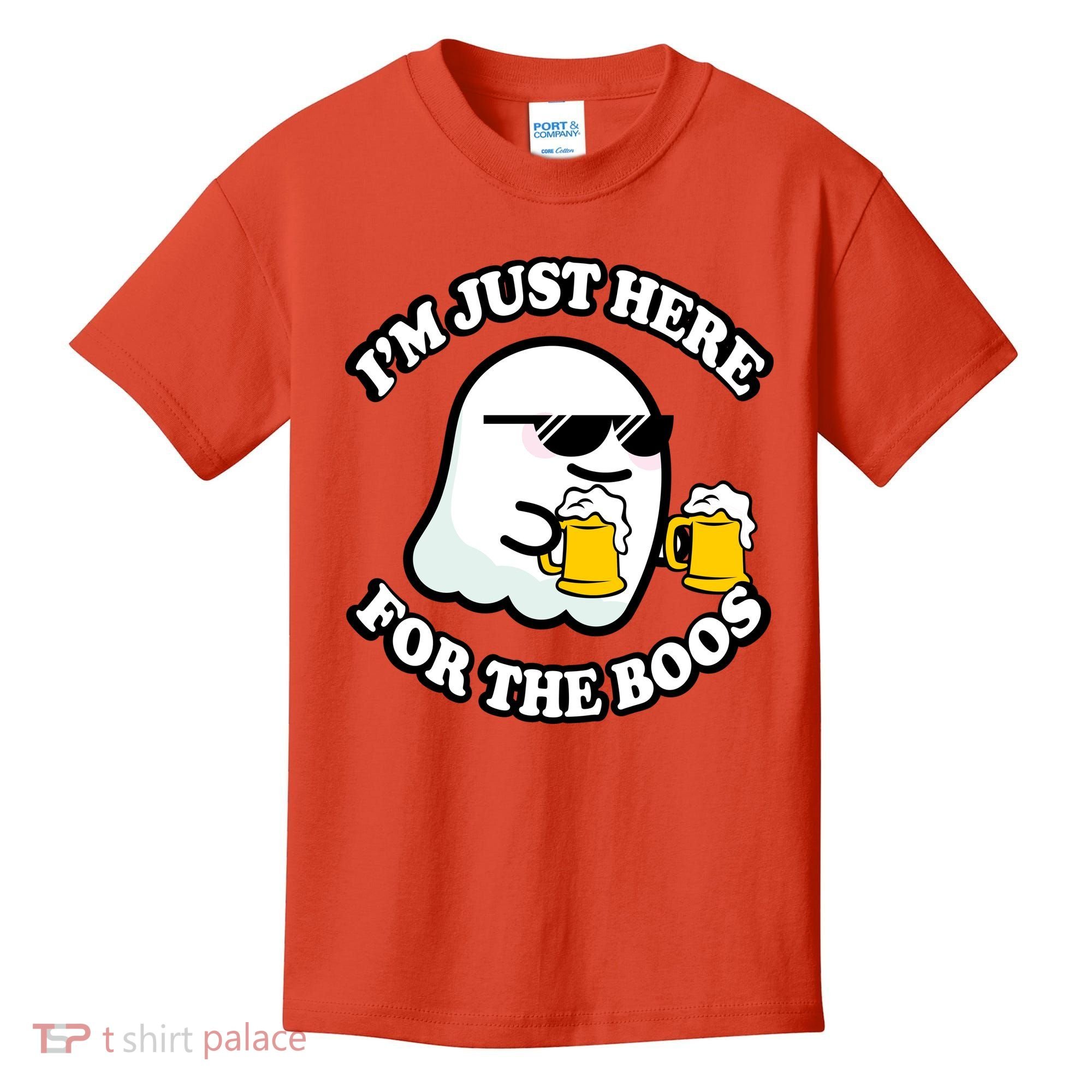 Here For The Boos Funny Halloween Party Kids T-Shirt