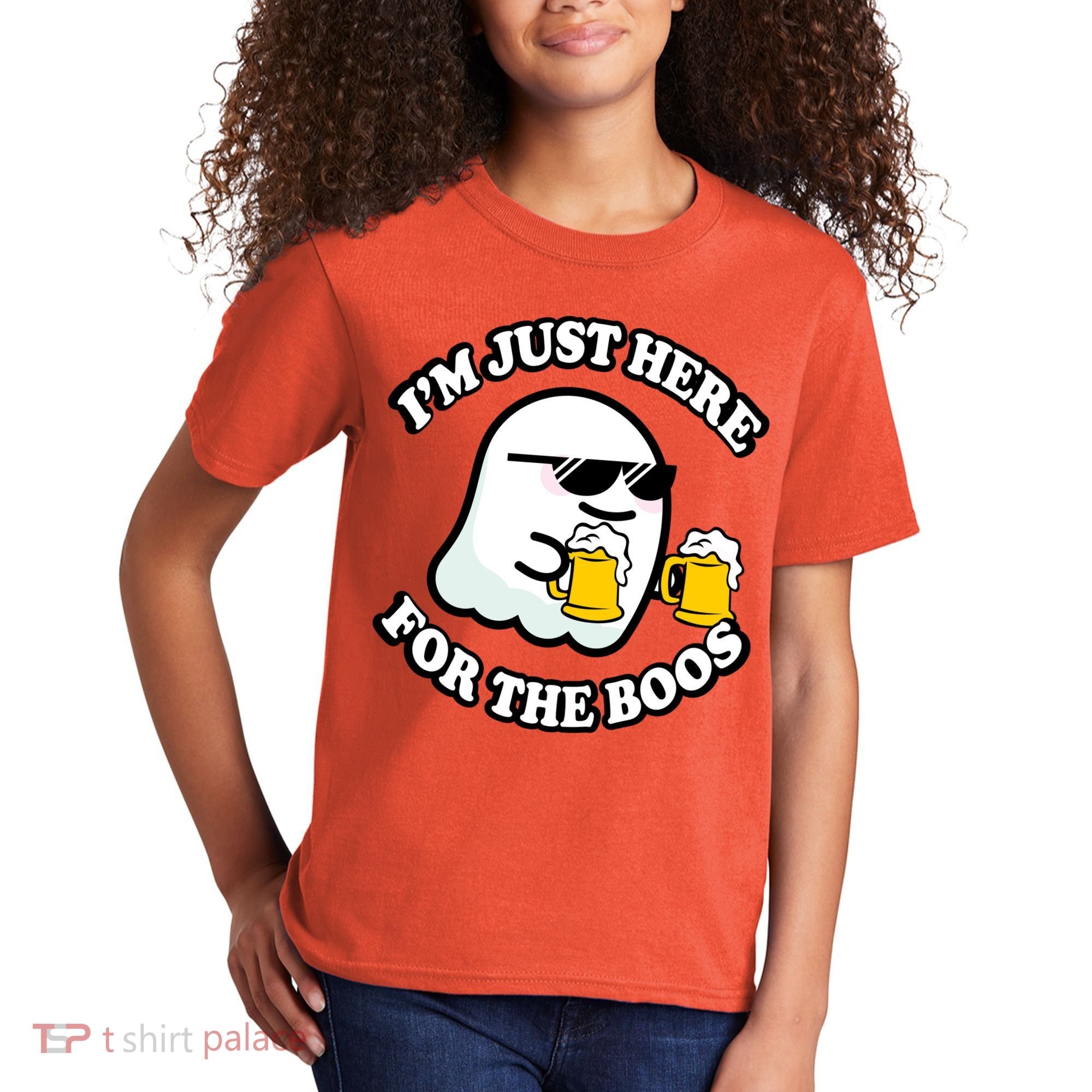 Here For The Boos Funny Halloween Party Kids T-Shirt