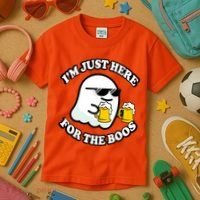 Here For The Boos Funny Halloween Party Kids T-Shirt thumb 3