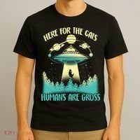Here For The Cats Humans Are Gross T-Shirt thumb 3