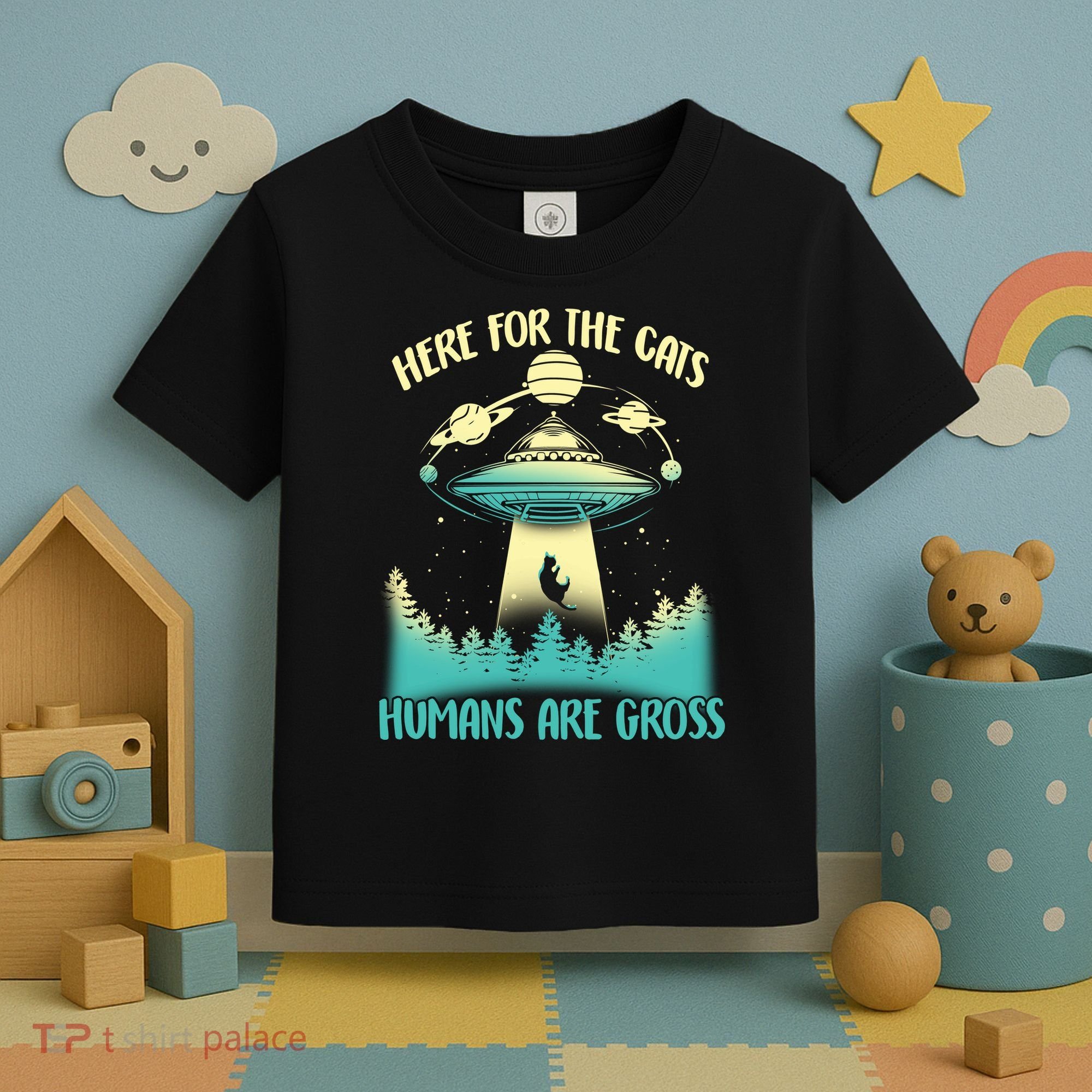 Here For The Cats Humans Are Gross Toddler T-Shirt